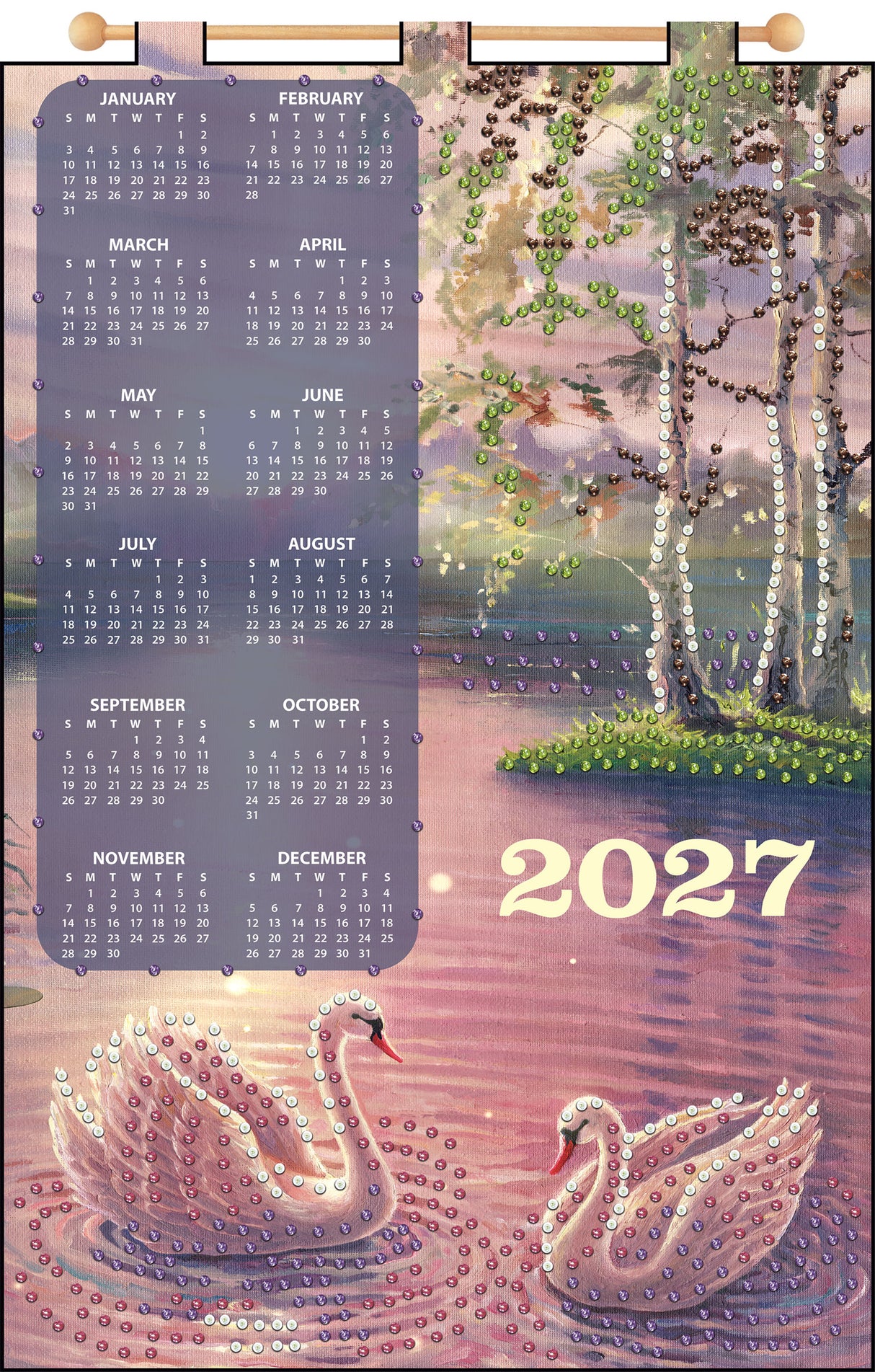Swans 2027 Felt Sequin Calendar
