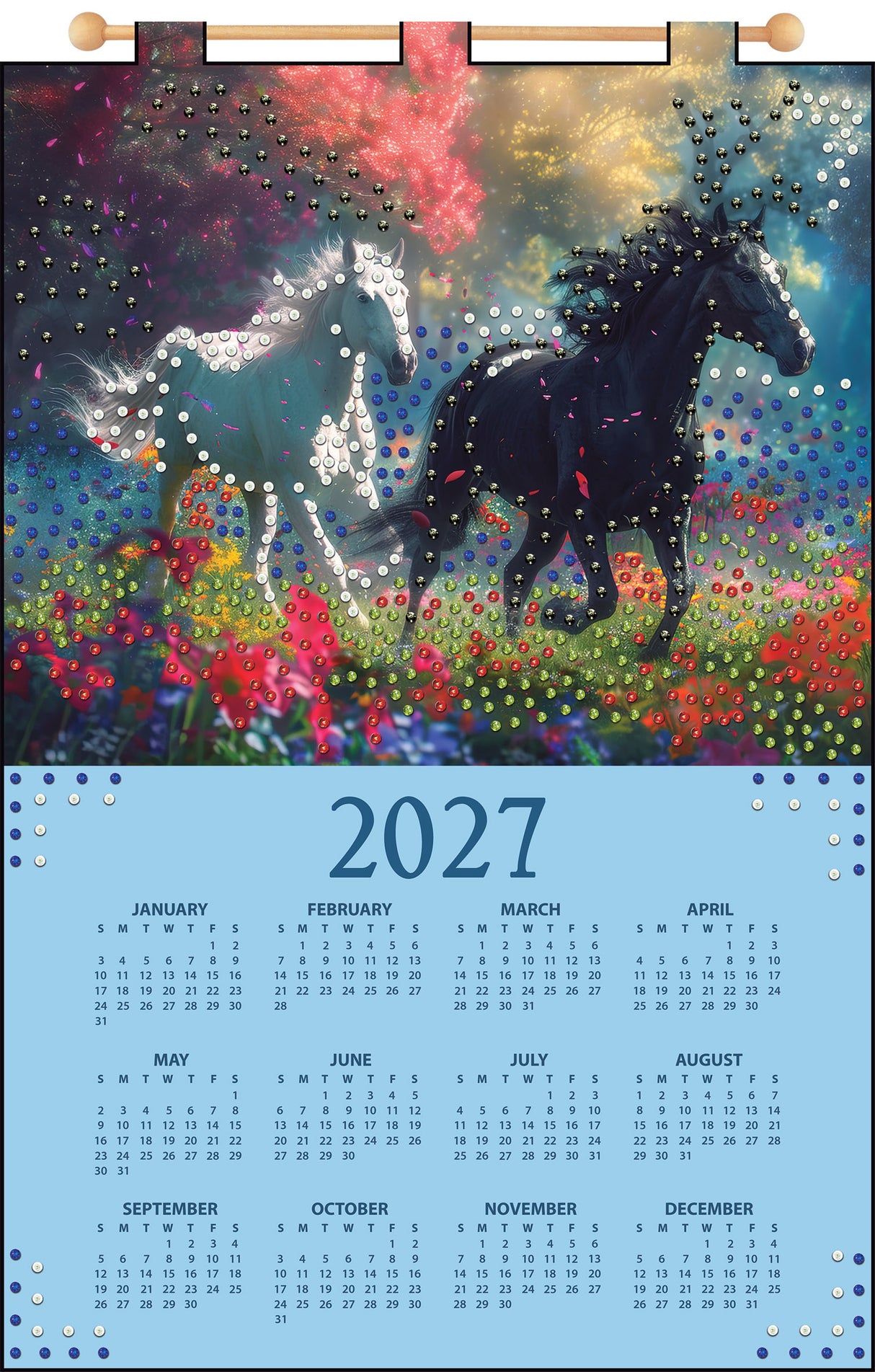 Horses 2027 Felt Sequin Calendar