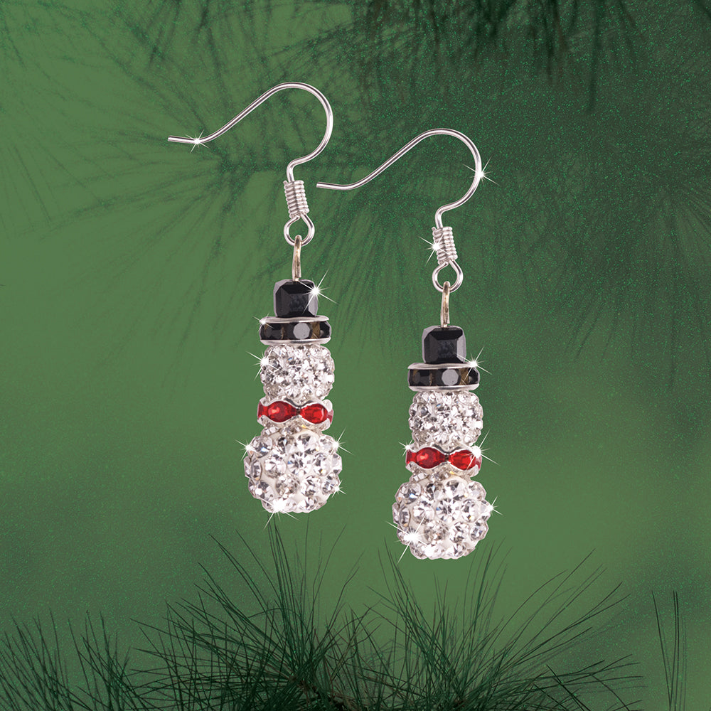 Crystal & Rhinestones Snowmen Earring Set