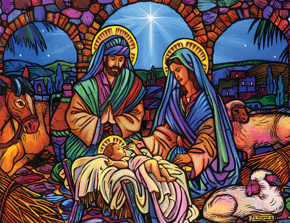 Stained Glass Nativity Jigsaw Puzzle