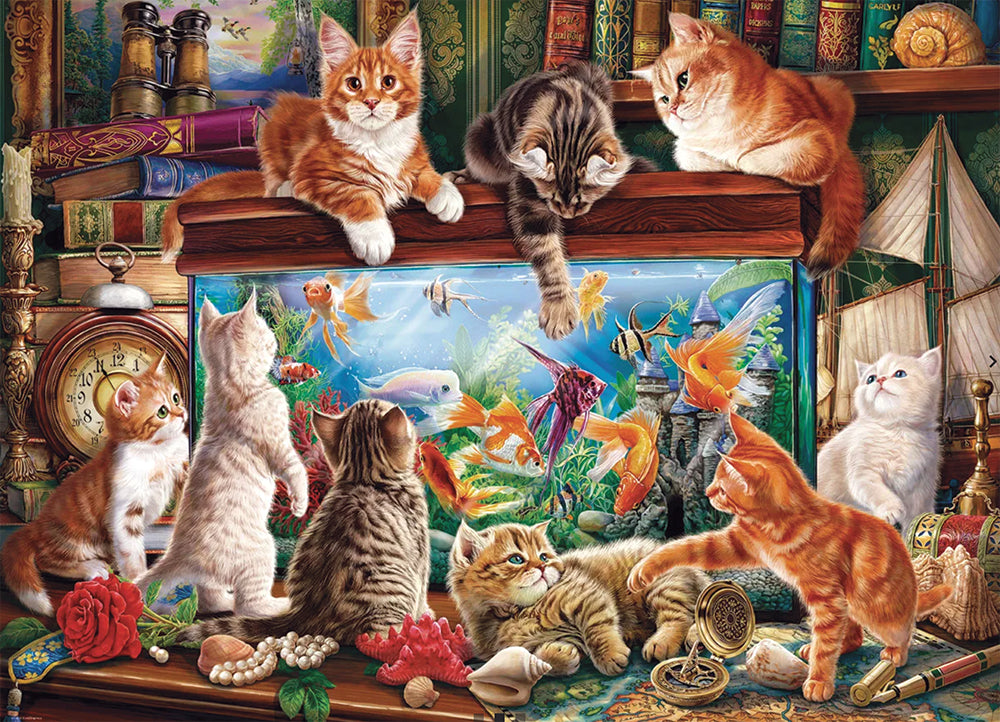 Cats by the Aquarium Jigsaw Puzzle – Mary Maxim Ltd