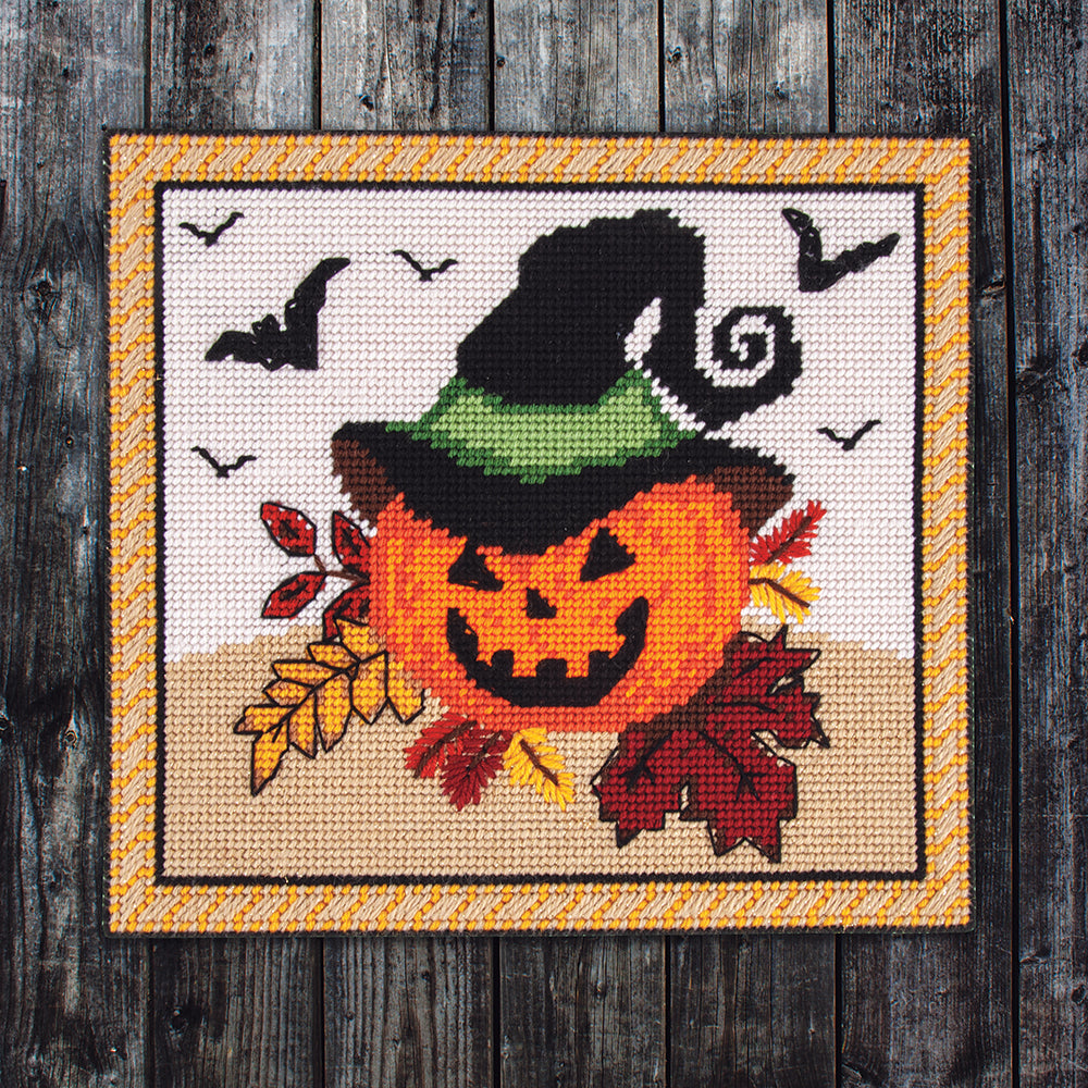 Bewitched Pumpkin Plastic Canvas Wall Hanging Kit