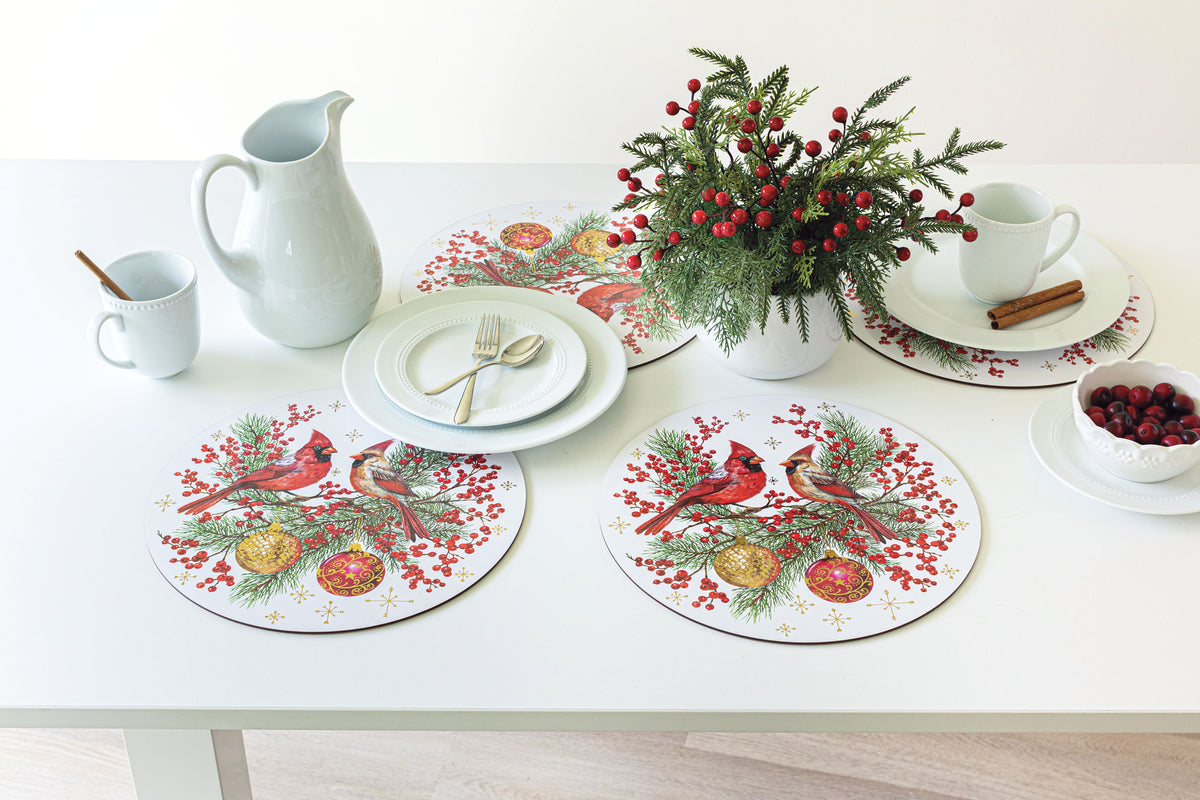Festive Cardinals Cork Placemats
