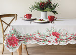 Ribbons Poinsettia Shaped Edge Tablecloths
