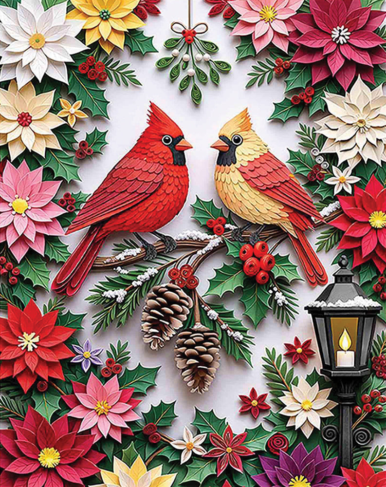 Holiday Paper Cardinals Jigsaw Puzzle