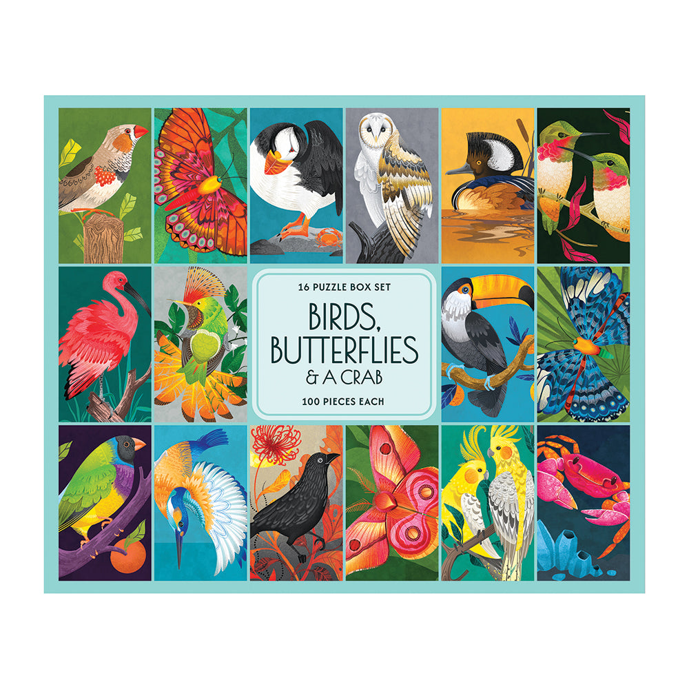 Birds, Butterflies & A Crab 16 in 1 Box Set Jigsaw Puzzle