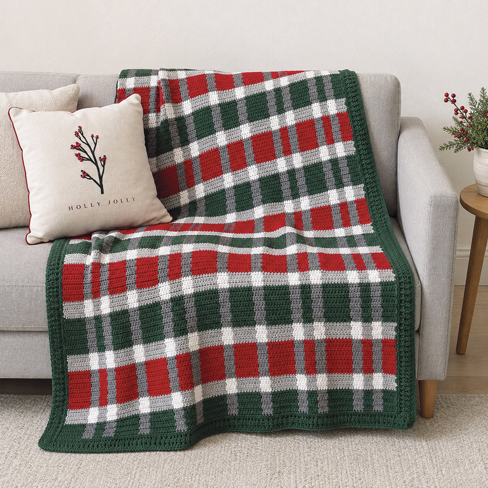 Crochet Christmas Plaid Throw