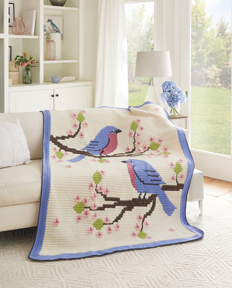 Bluebird & Blossoms Blanket