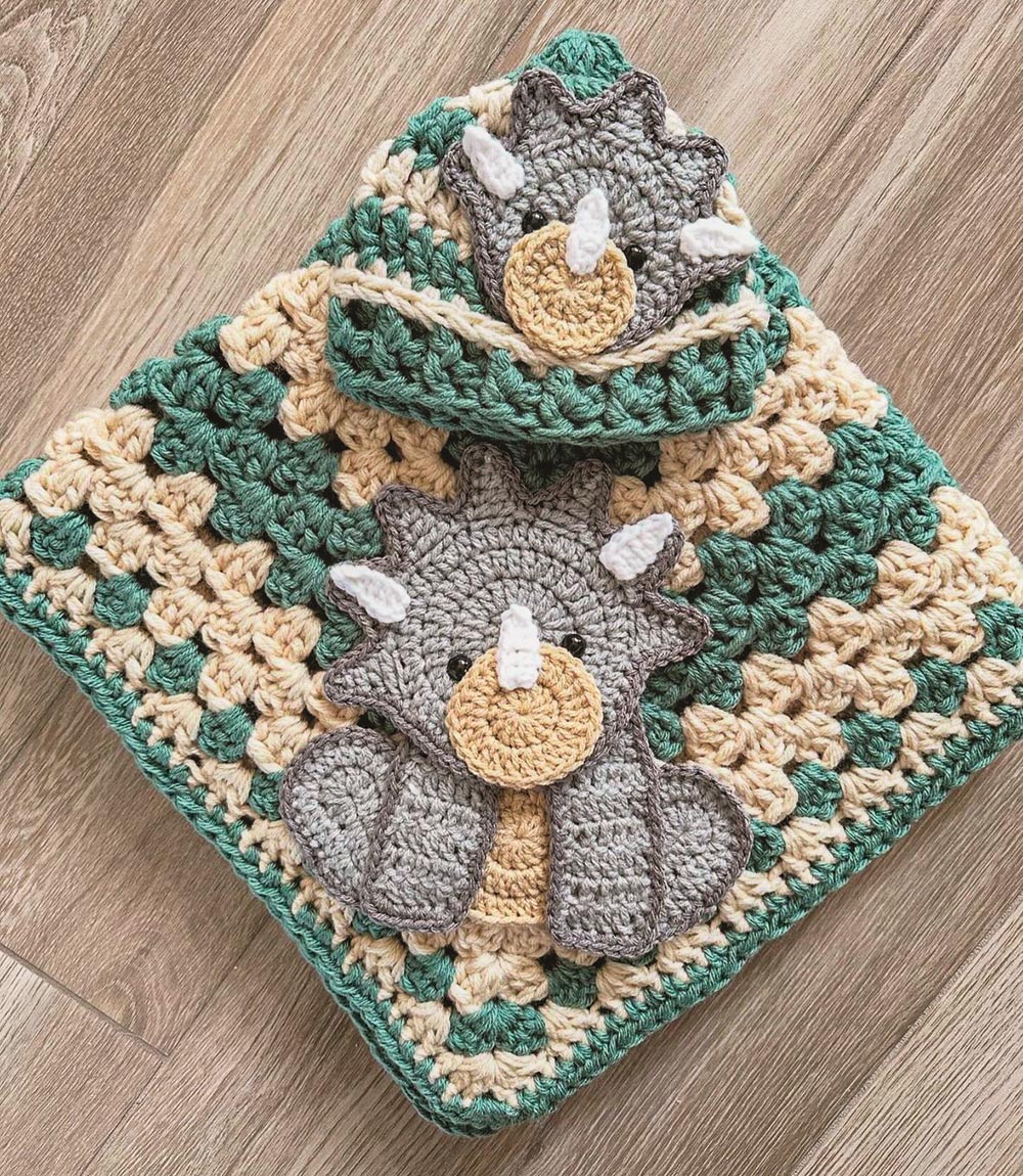 Taco Triceratops Baby Blanket & Hat Set