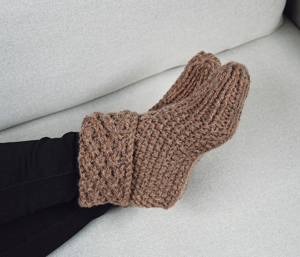 Knit Cuffed Slippers – Mary Maxim Ltd