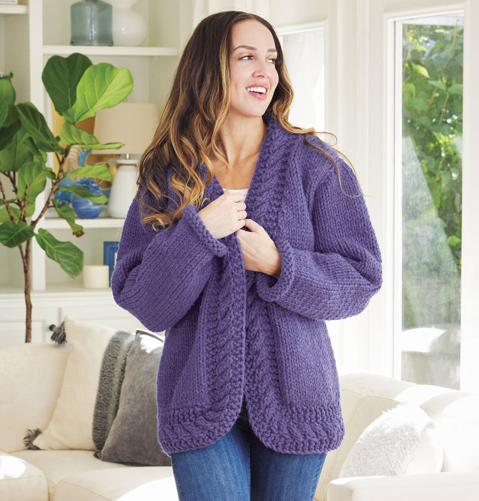 Cabled Trim Jacket Pattern – Mary Maxim Ltd