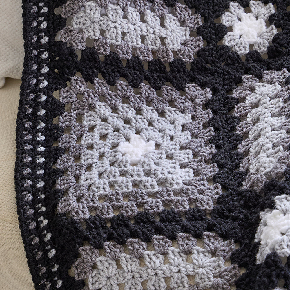 Black & Grey Geometric Afghan
