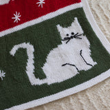 Meowy Christmas Knit Blanket
