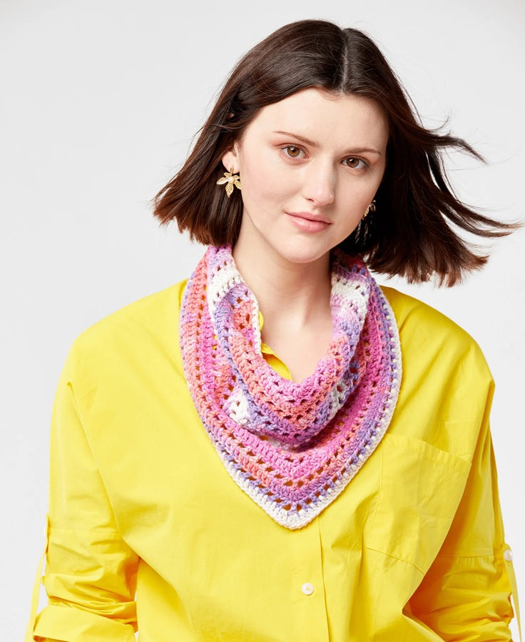 Free Melon Berry Kerchief Cowl Crochet Pattern