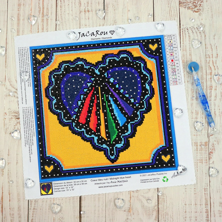 Midnight Blue Heart Diamond Art Kit