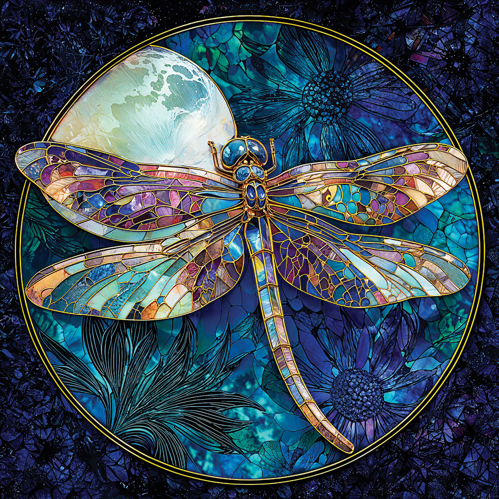 Dragonfly and Full Moon Jigsaw Puzzle