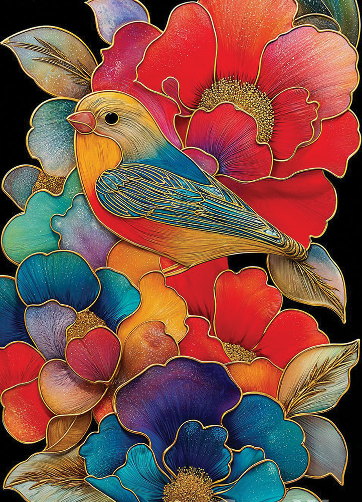 Finch and Flowers Jigsaw Puzzle