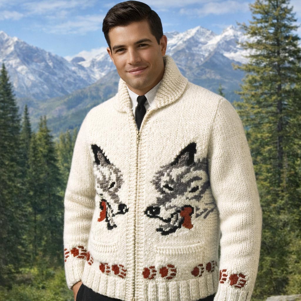 Wolf Cardigan Knit Pattern | Mary Maxim Ltd.