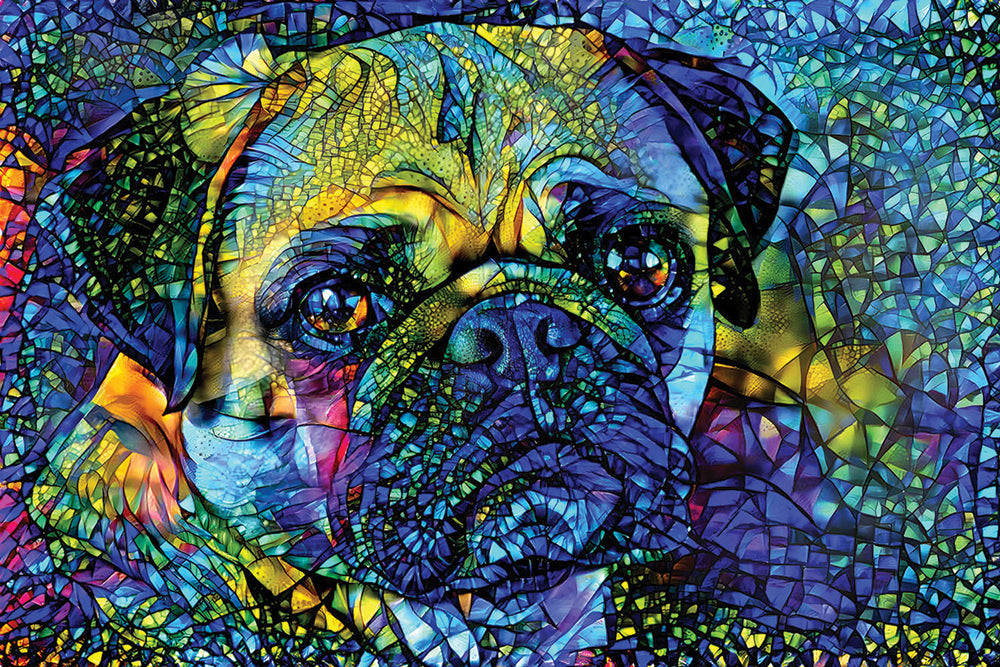 Stained Glass Dog - Otis Jigsaw Puzzle
