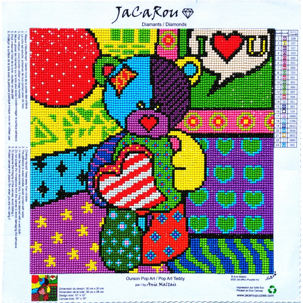 Pop Art Teddy Diamond Art Kit