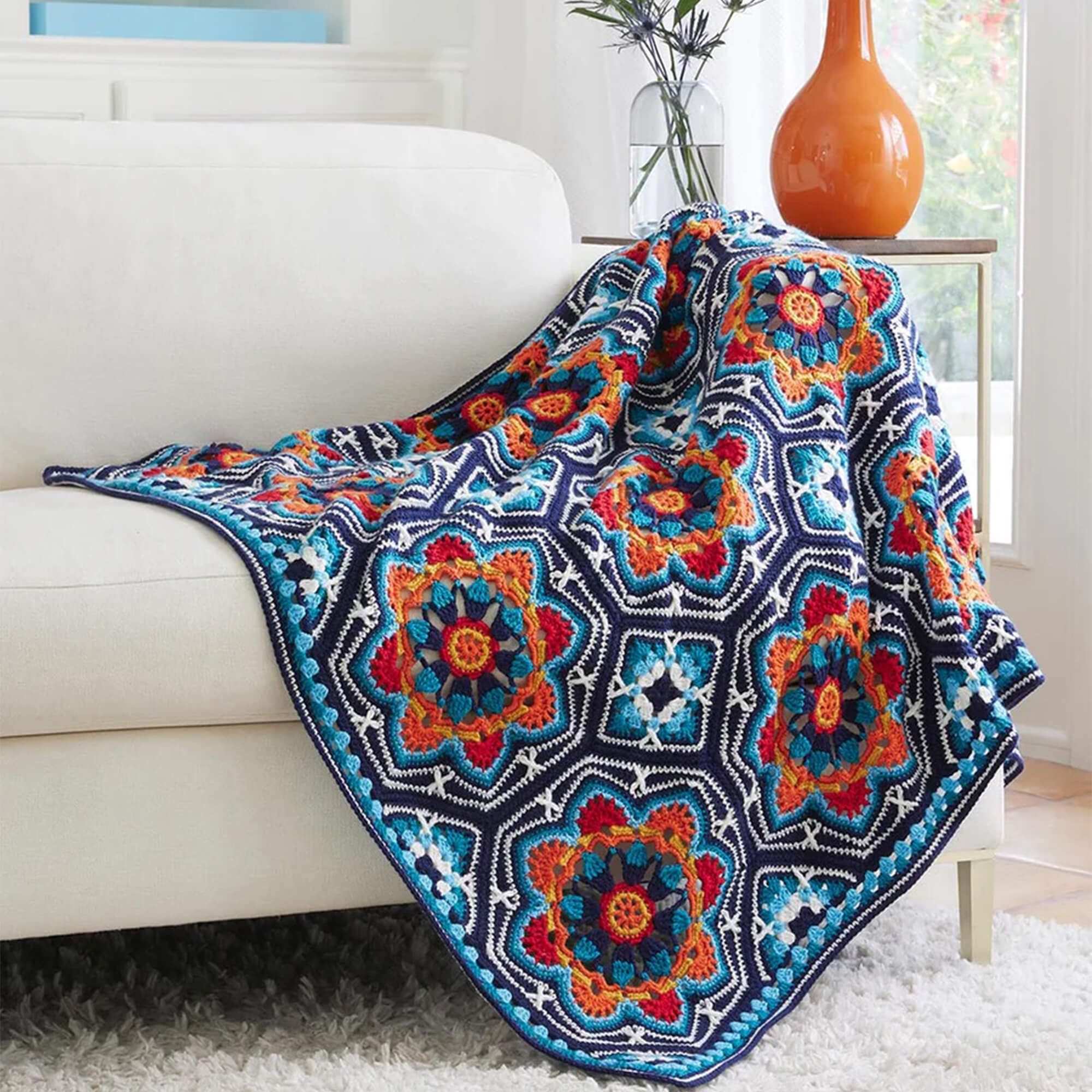 Dark Blue Persian Tiles Throw – Mary Maxim Ltd