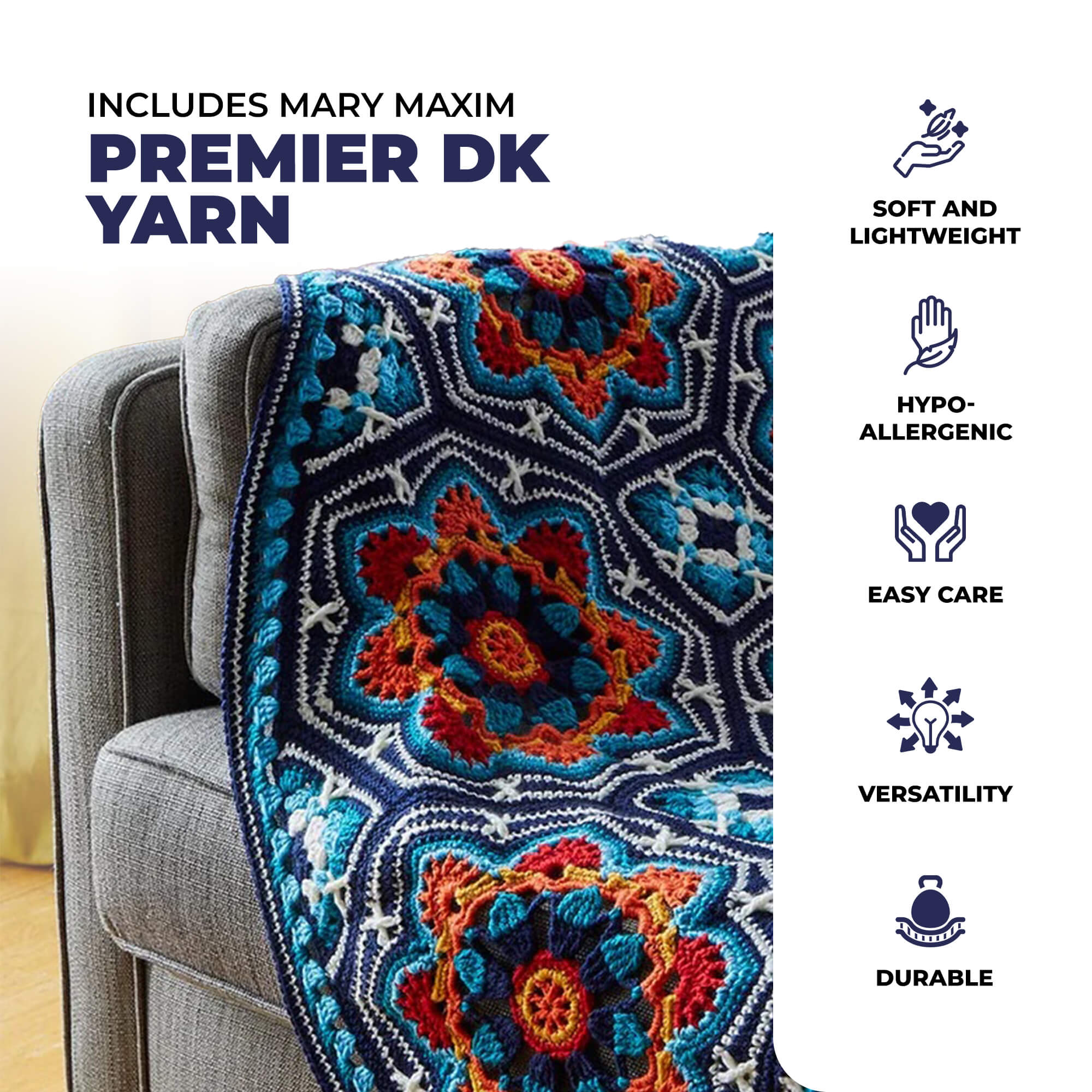 Dark Blue Persian Tiles Throw – Mary Maxim Ltd Dark Blue Persian Tiles Throw – Mary Maxim Ltd
