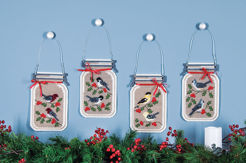 Winter Birds Mason Jar Set Pattern
