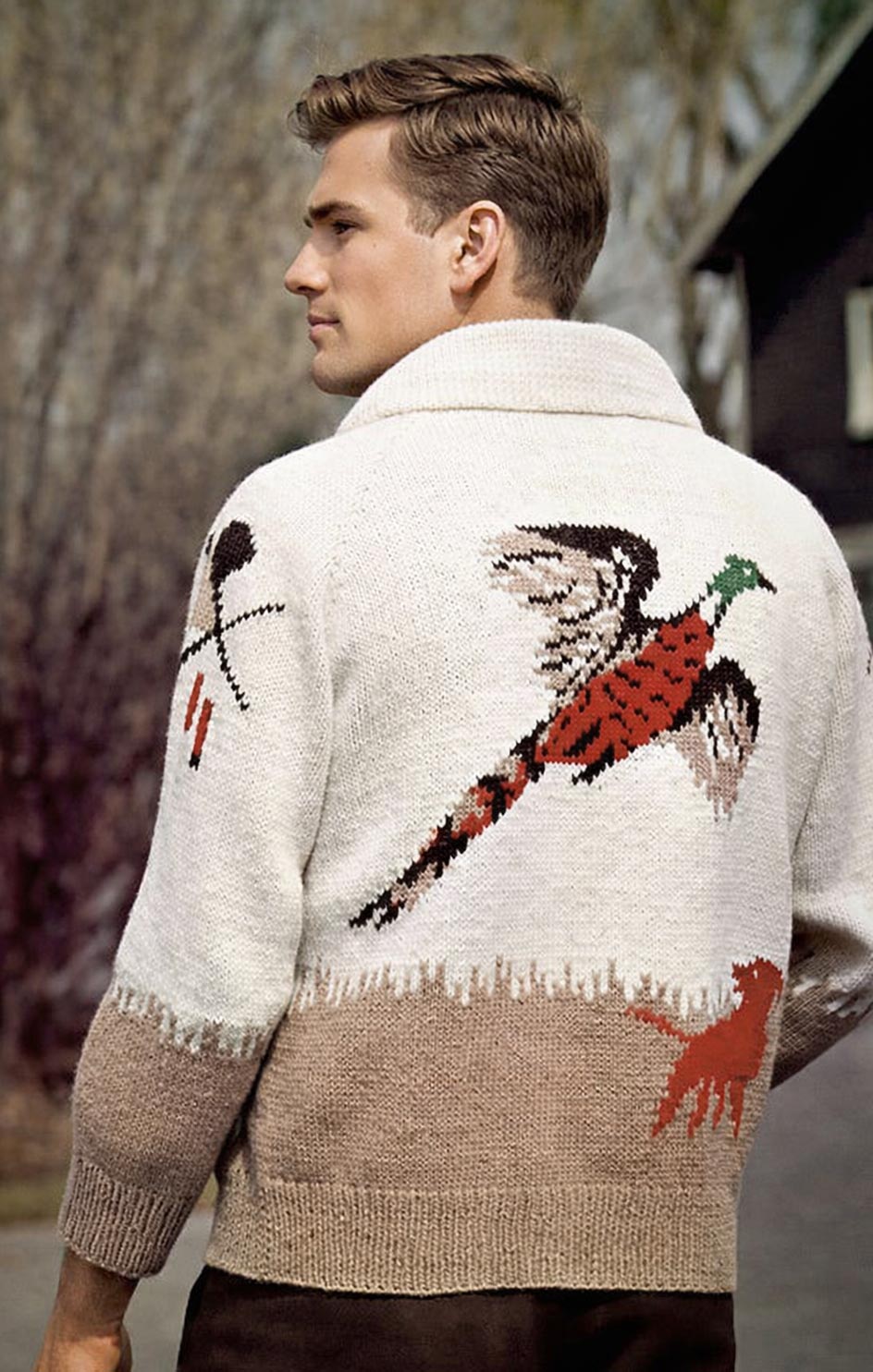 トップス vintage MCM totalhandling sweater bf Men's or Ladies' Pheasant Hunt Cardigan Pattern – Mary Maxim Ltd