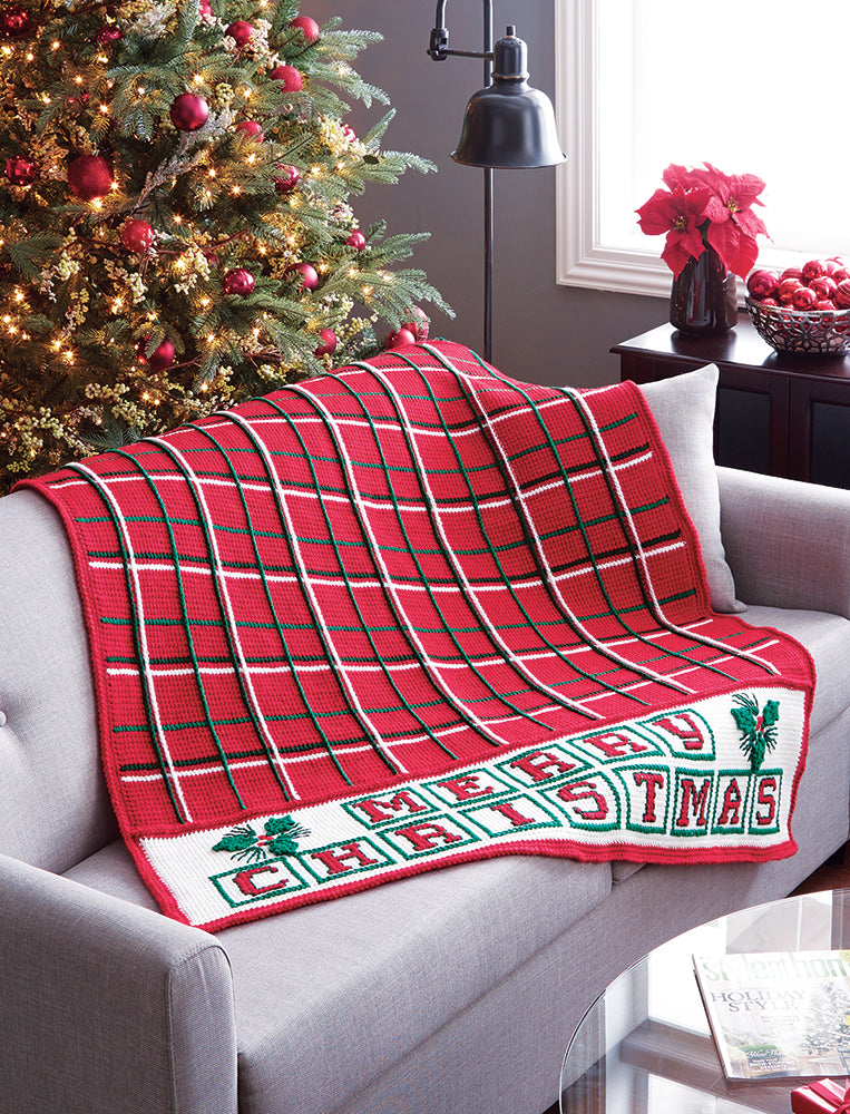 Merry Christmas Plaid Afghan