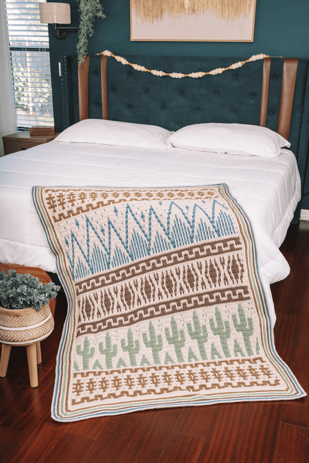 Desert Cactus Mosaic Crochet Blanket