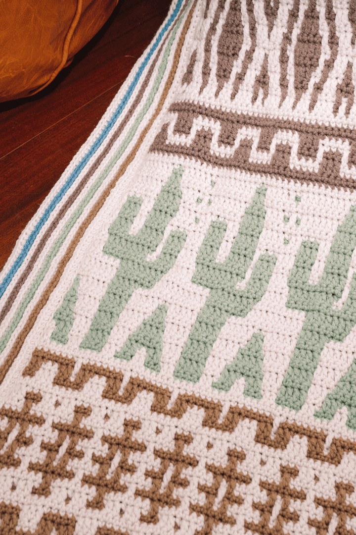 Desert Cactus Mosaic Crochet Blanket