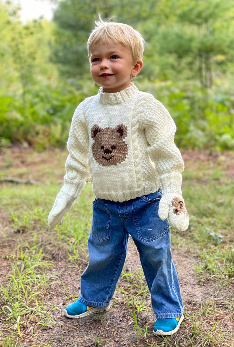 Child's Teddy Bear Pullover & Mitts