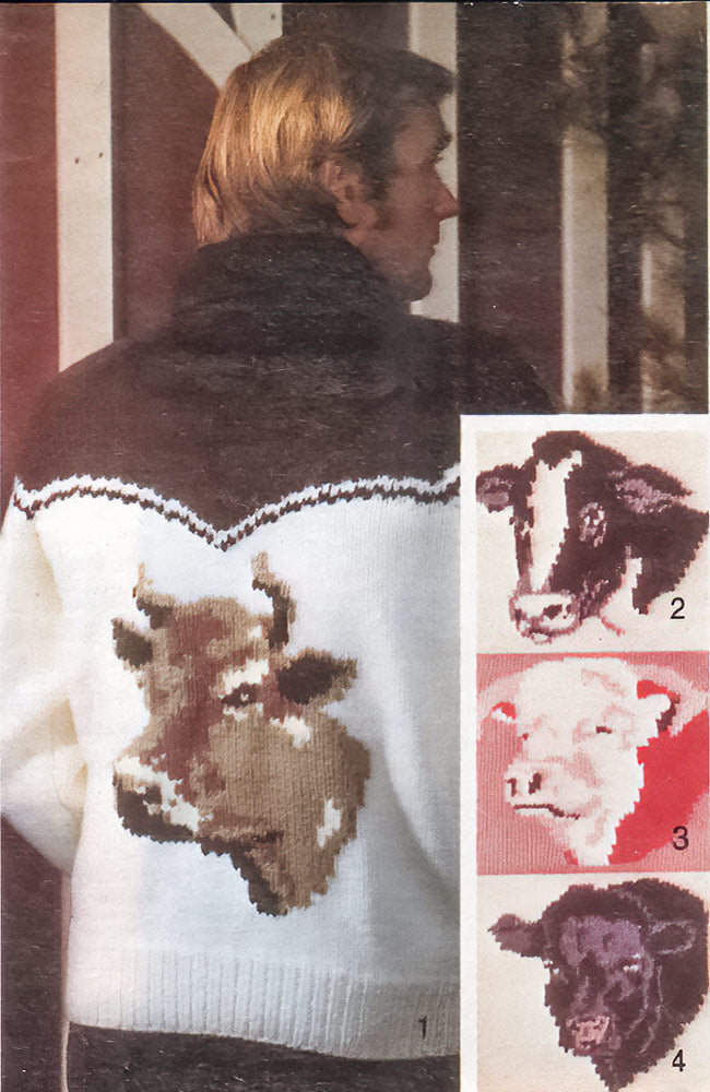Ladies' or Youth's Cow Cardigan Pattern