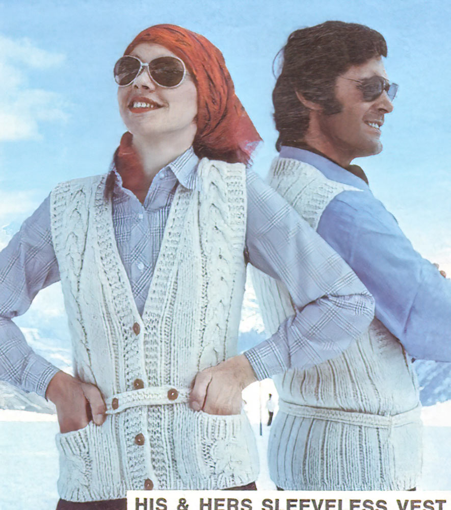 Modèle de gilets torsadés pour elle et lui