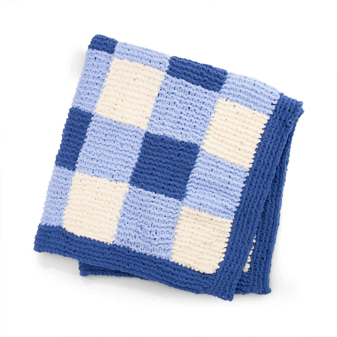 Free Knit Gingham Panels Blanket Pattern