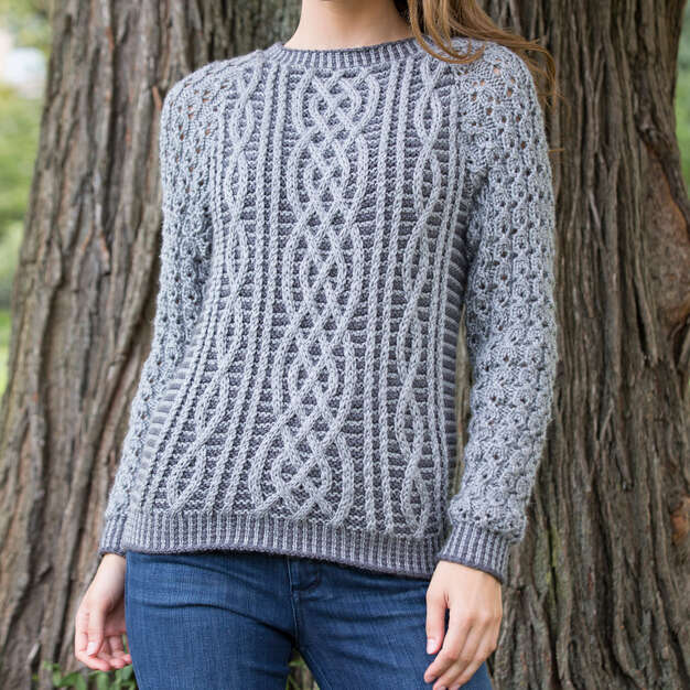 Free Two Tone Cable Sweater Pattern – Mary Maxim Ltd