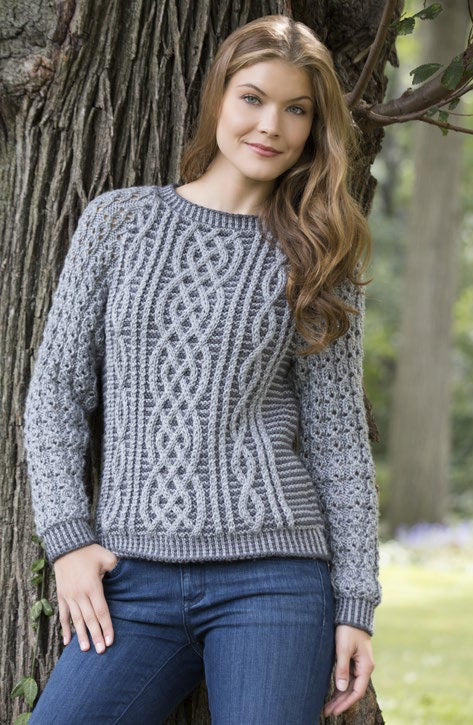 Free Two Tone Cable Sweater Pattern – Mary Maxim Ltd