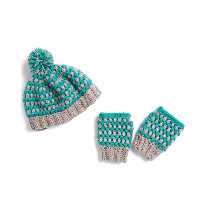 Free Mum & Me Puff Hat and Fingerless Gloves Pattern