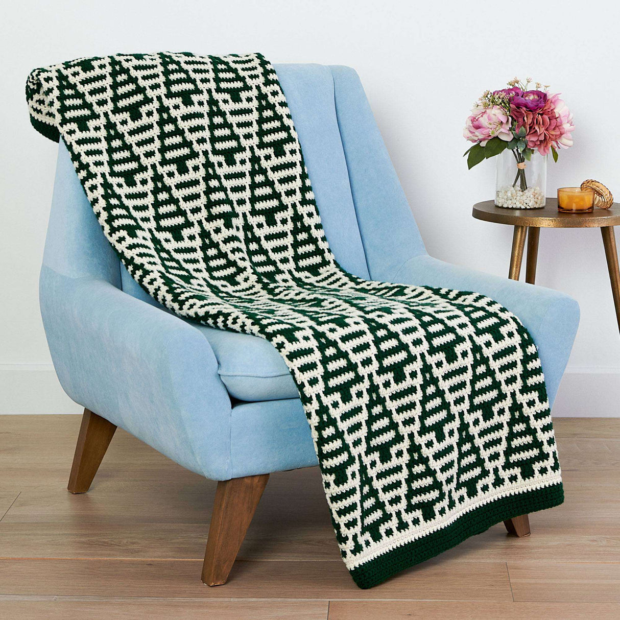 Evergreen Mosaic Crochet Blanket