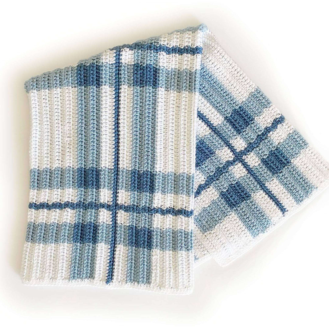 Free Blue Plaid Crochet Baby Blanket Pattern