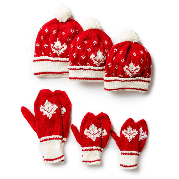 Free Canada Knit Toque and Mittens Pattern