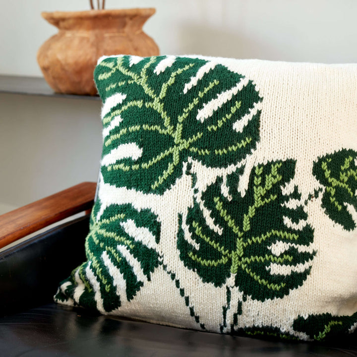 Free Tropical Leaf Knit Pillow Pattern