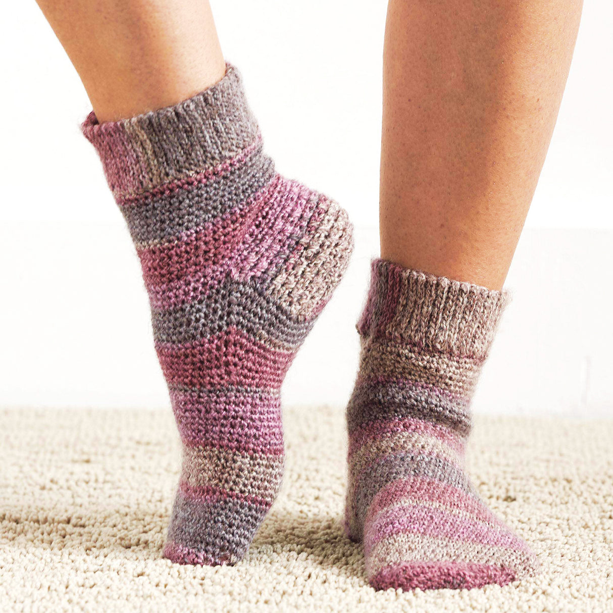 Free Slip Stitch Cuff Crochet Socks Pattern