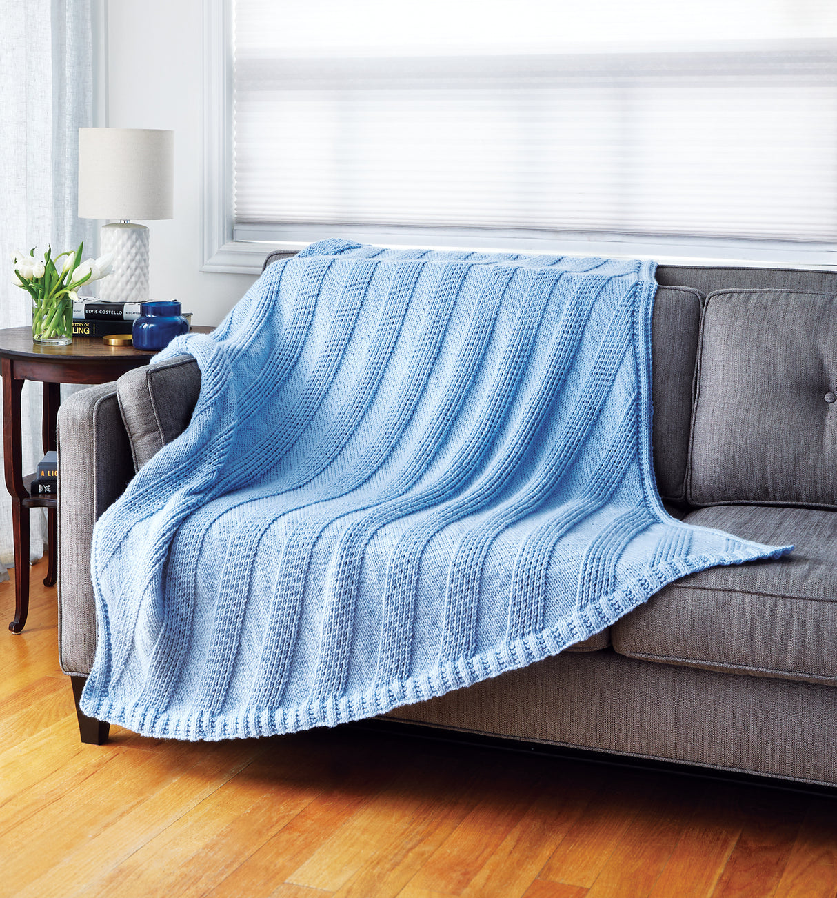 Diagonal Knit Afghan