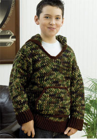 Free Kid's Camo Hooded Sweatshirt Crochet Pattern