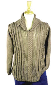 Free Man's Cabled Shawl Collar Sweater Knit Pattern
