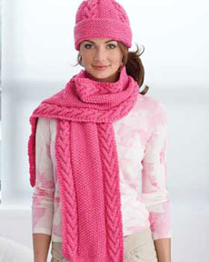 Free Warm Cabled Scarf & Hat Knit Pattern