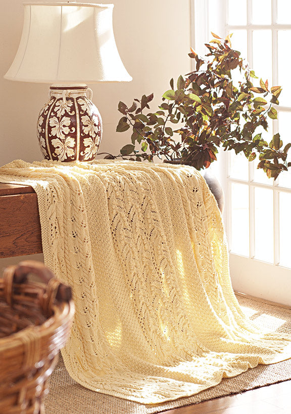 Free Knit Cables & Lace Panels Afghan Pattern