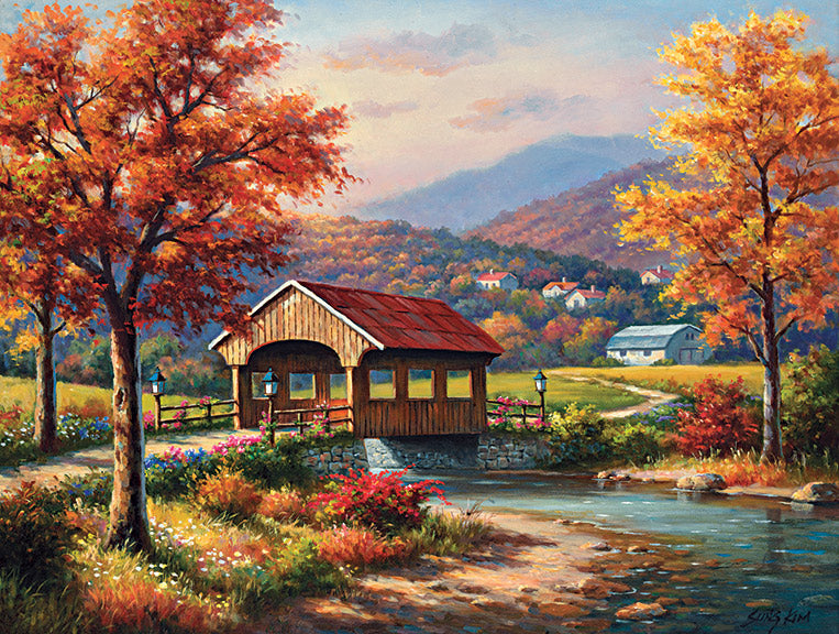 Fall At The Covered Bridge Jigsaw Puzzle