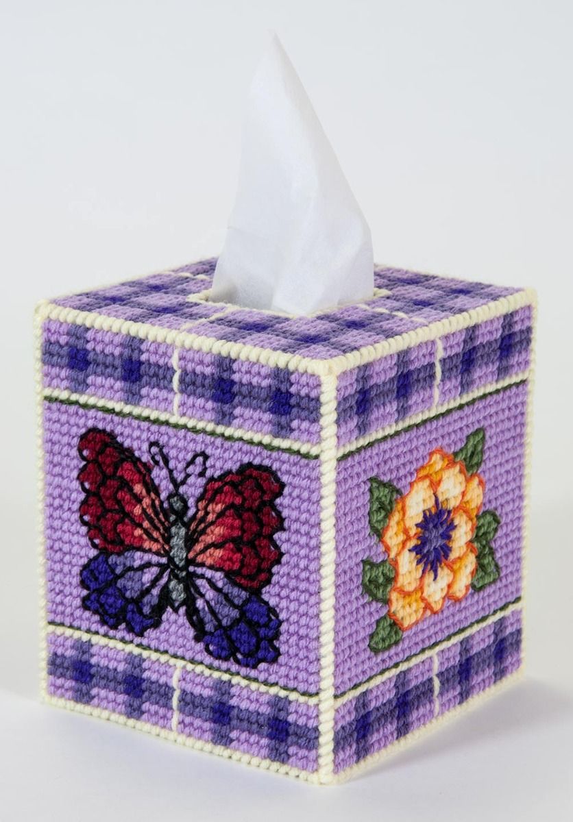 Summer Flutter Tissue Box Cover Plastic Canvas Kit